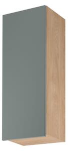 Vysoká horní kuchyňská skříňka SALERNO - šířka 40 cm, dub / zelená, levé provedení