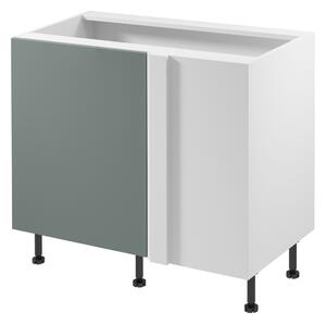 Prodloužená rohová skříňka SALERNO - šířka 100 cm, bílá / zelená, pravé provedení