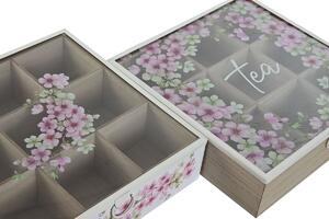 Krabice na čaj Home ESPRIT Bílý Růžový Kov Sklo Dřevo MDF 24 x 24 x 6,5 cm (2 kusů)