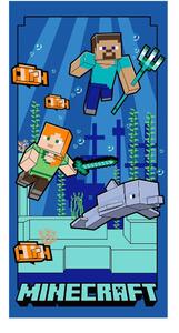 Modrá dětská osuška z mikrovlákna 70x140 cm Minecraft "Underwater Fun" – Jerry Fabrics