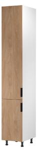 Vysoká kuchyňská skříň SALERNO - šířka 40 cm, bílá / dub, levé provedení
