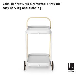 Umbra, Odkládací stolek / servírovací pojízdný stolek Bellwood Bar | bílá/přírodní