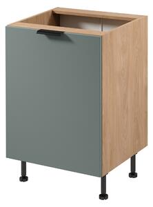 Dolní jednodveřová skříňka SALERNO - šířka 60 cm, dub / zelená, levé provedení