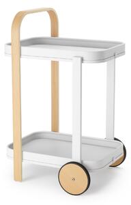 Umbra, Odkládací stolek / servírovací pojízdný stolek Bellwood Bar | bílá/přírodní