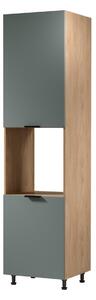Kuchyňská skříň na vestavnou troubu SALERNO - šířka 60 cm, dub / zelená, levé provedení