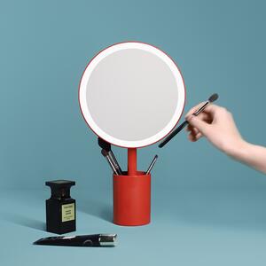 MMIRO, Kosmetické zrcadlo s osvětlením Brush Holder Mirror DL06 | červená H-DL-06-R