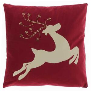 UniqueLiving Vánoční dekorativní polštář Reindeer červený-45x45cm