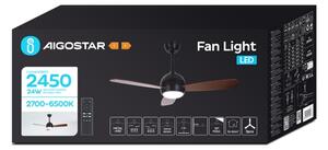 Aigostar-LED Stmívatelný stropní ventilátor LED/24W/230V 2700-6500K 106,6cm + DO
