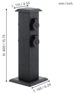 EGLO 93426 - Venkovní zahradní sloupek se zásuvkami SCHUKO IP44
