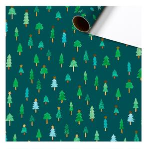 Balicí papír zelený s vánočními stromečky