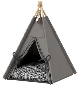 PAWHUT Pelíšek pro kočky TEEPEE 60 x 60 x 76 cm šedá