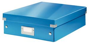 Modrý kartonový úložný box s víkem 28x37x10 cm Click&Store – Leitz