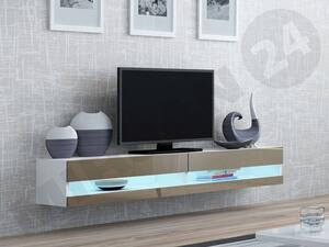 TV stolek Zigo New 180, Osvětlení: osvětlení LED - bílé, Barva: šedá / šedá lesk Mirjan24 5902928695779