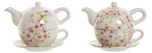 18252 Konvice na čaj Home ESPRIT Bílý Růžový Světle Růžová Dolomite 750 ml (2 kusů)