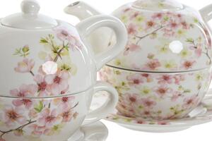 Konvice na čaj Home ESPRIT Bílý Růžový Světle Růžová Dolomite 750 ml (2 kusů)