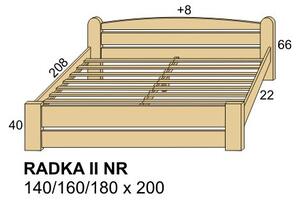 Dřevěné dvojlůžko z masivu RADKA II NR, dvoulůžko (dvojlůžková postel s nízkým čelem)