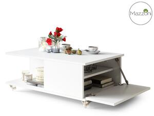 Konferenční stolek VIENNA s ÚP na kolečkách 90x60 cm bílá