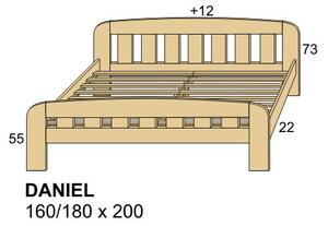 Manželská postel do ložnice masiv DANIEL, dvoulůžko (dřevěné dvojlůžko do ložnice z masivu)