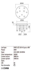Redo 01-2040 - LED Stropní svítidlo MADISON 9xLED/4W/230V měď