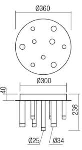 Redo 01-2040 - LED Stropní svítidlo MADISON 9xLED/4W/230V měď