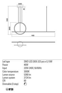 Redo 01-1734 - LED Stmívatelný lustr na lanku GIOTTO LED/46W/230V bílá