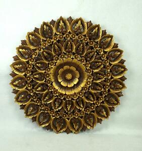 Závěsná dekorace Mandala ELANOR zlatá, teakové dřevo, 90 cm (Masterpiece ruční práce)