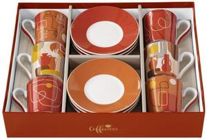 Easy Life Porcelánové šálky a podšálky na kávu Terracotta 6x100ml