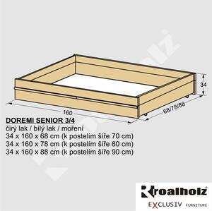 Úložný prostor z masivu pod postel DOREMI SENIOR 3/4 (senior úložný prostor masiv pod senior postel)