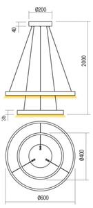 Redo 01-2891 - LED Stmívatelný lustr na lanku FEBE LED/62W/230V černá