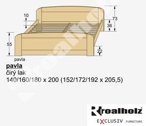 Dřevěná manželská postel z masivu PAVLA, dvojlůžko (dvojlůžko z masivu od českého výrobce ROALHOLZ)