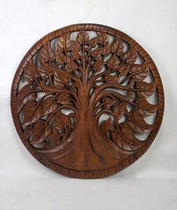 Závěsná dekorace STROM ŽIVOTA hnedá,teakové dřevo, 90 cm (Masterpiece ruční práce)