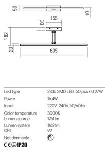 Redo 01-3462 - LED Obrazové svítidlo LINEAR LED/8W/230V 60,5 cm CRI 92 bílá