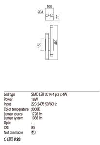 Redo 01-2035 - LED Nástěnné svítidlo MADISON 4xLED/4W/230V černá