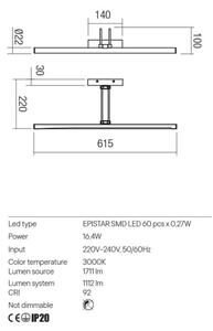 Redo 01-3471 - LED Obrazové svítidlo IKON LED/16,4W/230V 61,5 cm CRI 92 černá
