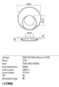 Redo 01-1789 - LED Stmívatelné nástěnné svítidlo TORSION LED/27W/230V bílá