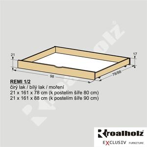 Dřevěný půlený úložný prostor z masivu REMI 1/2 (úložný prostor na lůžkoviny půlený REMI 1/2)