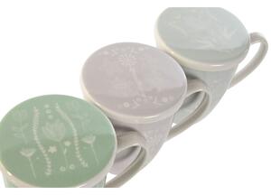 Hrnek s filtrem na čaj DKD Home Decor Modrý Zelená Světle Růžová Nerezová ocel Porcelán 380 ml (3 kusů)