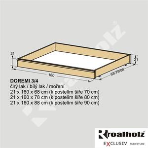 Dřevěný úložný prostor z masivu DOREMI 3/4 (tříčtvrteční úložný prostor masiv pod postele ROALHOLZ)