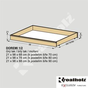 Dřevěný úložný prostor z masivu DOREMI 1/2 (půlený úložný prostor masiv do ložnice DOREMI 1/2)