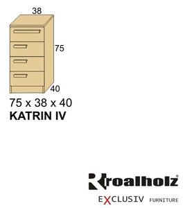 Dřevěná šuplíková komoda masiv KATRIN IV (úzká šuplíková komoda masiv)