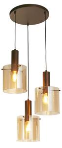 Searchlight 88910-3MO Trojitý závěsný lustr SWEDEN jantarové sklo