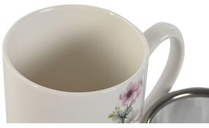Hrnek s filtrem na čaj Home ESPRIT Modrý Bílý Růžový Nerezová ocel Porcelán 380 ml (2 kusů)