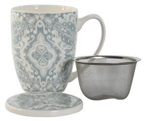 Hrnek s filtrem na čaj Home ESPRIT Modrý Béžový Nerezová ocel Porcelán 380 ml (2 kusů)