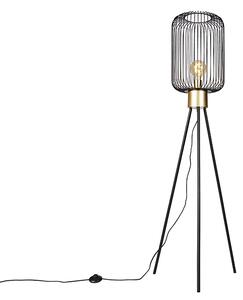 Designová stojací lampa černá se zlatou - Mayelle