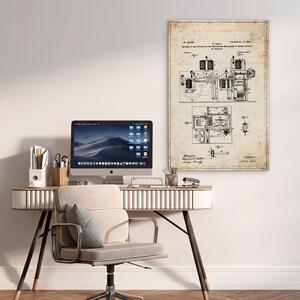 DUBLEZ | Technický obraz na stěnu - Nikola Tesla patent | UV tisk, Premium