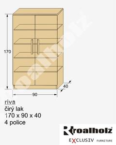 Dvoudveřová policová skříň z masivu RIVA 170x90x40 (dřevěná skříň policová do ložnice masiv RIVA 170)