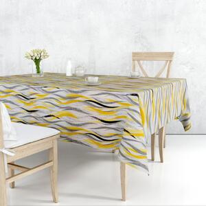 Ervi bavlněný ubrus na stůl čtvercový - žluto-šedé vlny