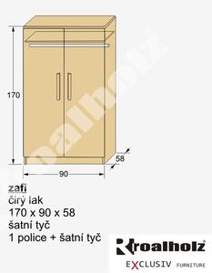 Dřevěná šatní skříň z masivu ZAFI 170x90x58 (šatní skříń masiv od ROALHOLZ - ZAFI 170)