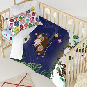 Dětské bavlněné povlečení na peřinu a polštář Mr. Fox Merry Christmas, 100 x 120 cm