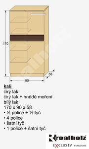 Skříň z masivu do ložnice KALI 170 (dřevěná skříň masiv celomasivní KALI 170)